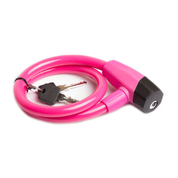 Kábelzár erősített kulcsos pink